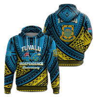 Tuvalu Hoodie 44th Independence Anniversary Tribal Pattern LT12 Hoodie Blue - Polynesian Pride