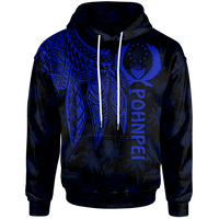 Pohnpei Hoodie Polynesian Wings (Blue) Unisex Blue - Polynesian Pride