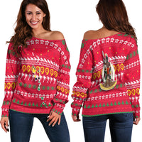 Vanuatu Christmas Women Off Shoulder Sweater - Ugly Christmas - LT12 Red - Polynesian Pride