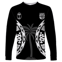 (Custom Personalised) Fiji Rugby Sevens Fijian Tapa Pattern Long Sleeve Shirt - LT12 Unisex Black - Polynesian Pride