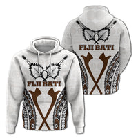 Fiji Bati Tapa Pattern Hoodie LT12 Unisex White - Polynesian Pride