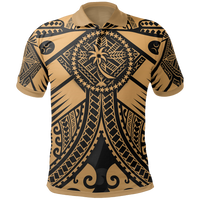 Chuuk Polo Shirt Gold Seal with Polynesian Tattoo Unisex Gold - Polynesian Pride