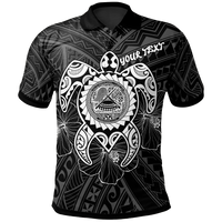 American Samoa Polynesian Custom Polo Shirt Vintage Polynesian Turtle (White) - Polynesian Pride