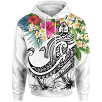 Guam Polynesian Hoodie Summer Plumeria (White) Unisex White - Polynesian Pride