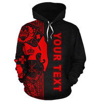 Tonga Custom Polynesian Hoodie Red Line - Polynesian Pride