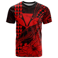 Kakau Polynesian Tribal Hawaiian Turtle with Kanaka Maoli Red T Shirt LT9 Red - Polynesian Pride