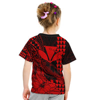 Kakau Polynesian Tribal Hawaiian Turtle with Kanaka Maoli Red Kid T Shirt LT9 - Polynesian Pride