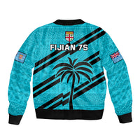 Fiji Rugby Tapa Pattern Fijian 7s Cyan Bomber Jacket LT14 - Polynesian Pride