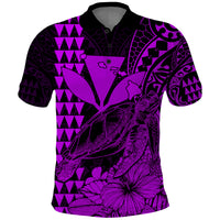Kakau Polynesian Tribal Hawaiian Turtle with Kanaka Maoli Purple Polo Shirt LT9 Purple - Polynesian Pride
