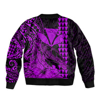 Kakau Polynesian Tribal Hawaiian Turtle with Kanaka Maoli Purple Sleeve Zip Bomber Jacket LT9 - Polynesian Pride