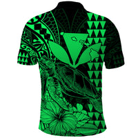 Kakau Polynesian Tribal Hawaiian Turtle with Kanaka Maoli Green Polo Shirt LT9 - Polynesian Pride