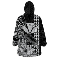 (Custom Personalised) Kakau Polynesian Tribal Hawaiian Turtle with Kanaka Maoli Black Wearable Blanket Hoodie LT9 - Polynesian Pride