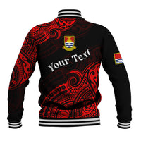 (Custom Personalised) Ribaberiki Kiribati Coat Of Arms Mix Red Polynesian Baseball Jacket LT14 - Polynesian Pride