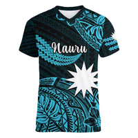 (Custom Personalised) Nauru Polynesian Hibiscus Naoero Turquoise Women V Neck T Shirt LT14 - Polynesian Pride