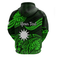 Custom Nauru Polynesian Hoodie Hibiscus Naoero Green LT14 Zip Hoodie Green - Polynesian Pride