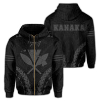 Polynesian Kakau Kanaka Map Hawaii Zip Hoodie Sport Style Version 2.0 Gray Unisex Gray - Polynesian Pride