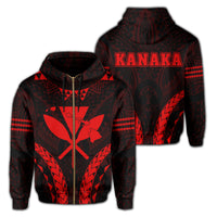 Polynesian Kakau Kanaka Map Hawaii Zip Hoodie Sport Style Version 2.0 Red Unisex Red - Polynesian Pride