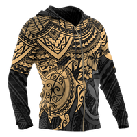 Polynesian Hawaii Hoodie (Zip up) Gold Turtle - Polynesian Pride
