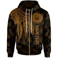 American Samoa Custom Zip up Hoodie Polynesian Wings (Golden) Unisex Golden - Polynesian Pride