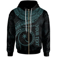 Chuuk Polynesian Custom Zip up Hoodie Chuuk Waves (Turquoise) Unisex Turquoise - Polynesian Pride