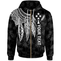 Kosrae Custom Zip up Hoodie Polynesian Wings (White) Unisex White - Polynesian Pride
