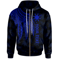 The Philippines Custom Zip up Hoodie Polynesian Wings (Blue) Unisex Blue - Polynesian Pride