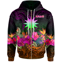 Nauru Custom Zip up Hoodie Summer Hibiscus Unisex Reggae - Polynesian Pride