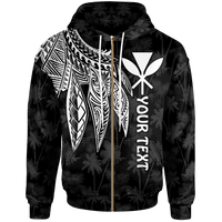 Polynesian Hawaii Kanaka Maoli Custom Zip up Hoodie Polynesian Wings (White) Unisex White - Polynesian Pride