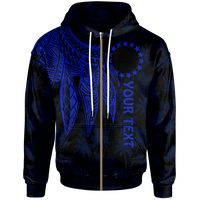 Cook Islands Custom Zip up Hoodie Polynesian Wings (Blue) Unisex Blue - Polynesian Pride