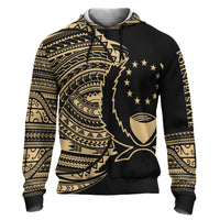 Pohnpei Hoodie Micronesia Gold Patterns With Coat of Arms Unisex Black - Polynesian Pride