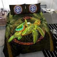 Northern Mariana Islands Bedding Set - Polynesian Turtle Palm Tree - Polynesian Pride