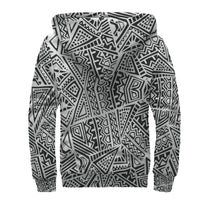 Black and White Polynesian Pattern Sherpa Hoodie - Polynesian Pride