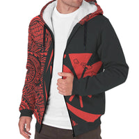 Kanaka Hawaii Map Red Polynesian Sherpa Hoodie - Circle Style AH - Polynesian Pride