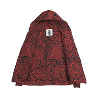 Red Polynesian Inside Print Zip Hoodie - Polynesian Pride