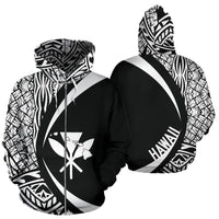 Kanaka Hawaii Map White Polynesian Zip up Hoodie Circle Style Unisex White - Polynesian Pride