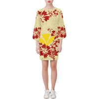 Hawaii Bell Sleeve Dress - Yellow Hibiscus - Polynesian Pride