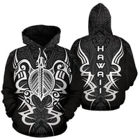Hawaii Turtle Tribal Gray Hoodie Armor Style - Polynesian Pride