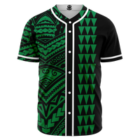 Hawaii Polynesian Kakau Baseball Jersey V.5 - Freestyle - Green Green - Polynesian Pride
