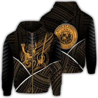 Hawaiian Kings Hawaii Coat of Arms Polynesian Zipper Hoodie Mana Style Unisex Black - Polynesian Pride