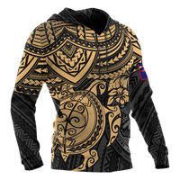 American Samoa Polynesian Hoodie Gold Turtle - Polynesian Pride