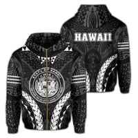 Polynesian Kakau Seal of Hawaii Zip Hoodie Sport Style Version 2.0 Unisex White - Polynesian Pride