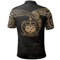 Samoa Polynesian Polo Shirt Gold Heart Shield - Polynesian Pride