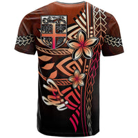 Fiji Custom T Shirt Red Vintage Tribal Mountain - Polynesian Pride