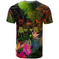 Fiji Polynesian Custom T Shirt Hibiscus and Banana Leaves - Polynesian Pride