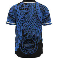 Palau Polynesian Custom Personalised Baseball Shirt - Tribal Wave Tattoo Blue - Polynesian Pride