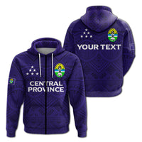 Custom Solomon Islands Central Province Zip Hoodie Tribal Pattern LT12 Unisex Blue - Polynesian Pride