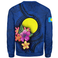 Palau Polynesian Sweater - Floral With Seal Blue - Polynesian Pride