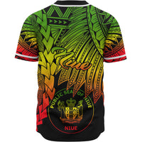 Niue Polynesian Custom Personalised Baseball Shirt - Tribal Wave Tattoo Reggae - Polynesian Pride