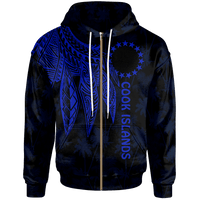 Cook Islands Zip up Hoodie Polynesian Wings (Blue) Unisex Blue - Polynesian Pride