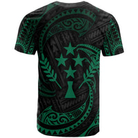 Kosrae Micronesia Custom T Shirt Green Tribal Wave - Polynesian Pride